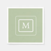 minimalistisch succulent groen | Monogram papieren Servet (Voorkant)