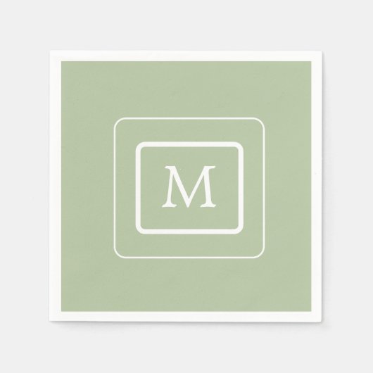 minimalistisch succulent groen | Monogram papieren Servet (Voorkant)