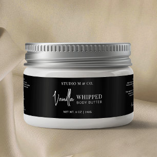 Minimalistisch Suiker Scrub Body Butter Jar Zwart Waterfles Etiket