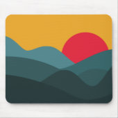 Minimalistisch Sun Peacock Blue en Oranje Muismat (Voorkant)