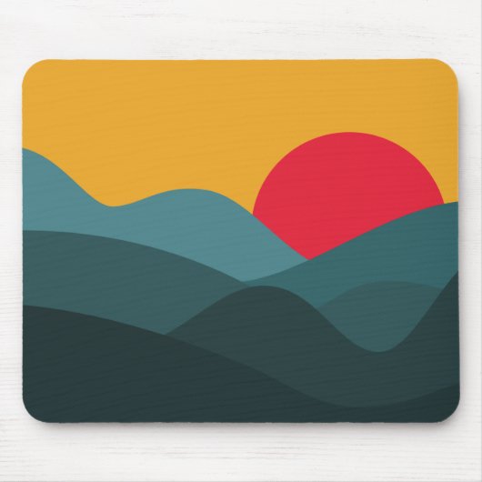 Minimalistisch Sun Peacock Blue en Oranje Muismat (Voorkant)