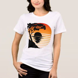 Minimalistisch Sunset Silhouette – Rustige Natuur  Tri-Blend Shirt