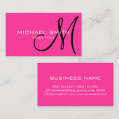 Minimalistisch superroze monogram voor professiona visitekaartje (Voorkant / Achterkant)