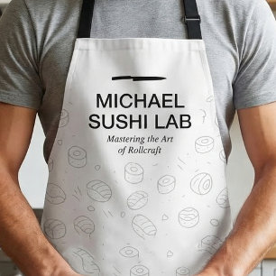 Minimalistisch Sushi Patroon met Koksmes Typografi Schort