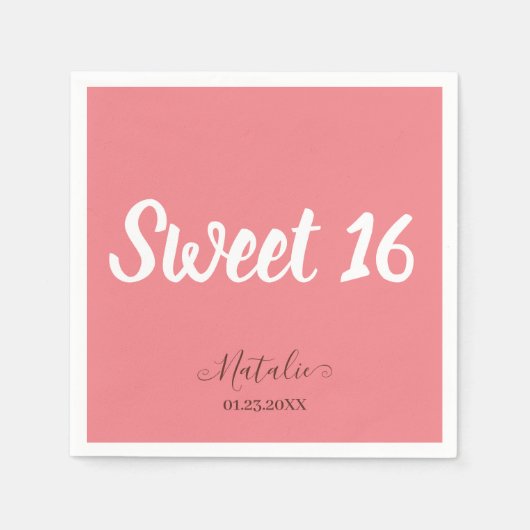 Minimalistisch Sweet 16 Party Napkins Servet (Voorkant)