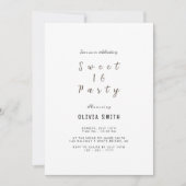 Minimalistisch Sweet 16 uitnodiging op zaterdag (Voorkant)