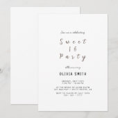 Minimalistisch Sweet 16 uitnodiging op zaterdag (Voorkant / Achterkant)