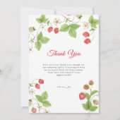 Minimalistisch Sweet Greenery Strawberry Baby show Bedankkaart (Voorkant)