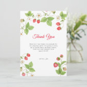 Minimalistisch Sweet Greenery Strawberry Baby show Bedankkaart (Staand voorkant)