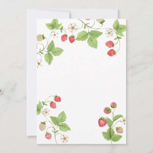 Minimalistisch Sweet Greenery Strawberry Baby show Bedankkaart (Achterkant)