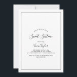 Minimalistisch Sweet Sixteen Birthday Kaart<br><div class="desc">Deze minimalistische zestien verjaardagsuitnodigingen zijn perfect voor een eenvoudige 16e verjaardagsfeestje. Het moderne romantische ontwerp kenmerkt klassieke zwarte en witte typografie in combinatie met een robuuste, maar elegante kalligrafie met een stijl met handschrift. in elke kleur. Houd het ontwerp eenvoudig en elegant, zoals het is, of personaliseer het door uw...</div>