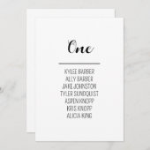 Minimalistisch Tafel Nummer 1 Stoelenkaart Kaart (Voorkant / Achterkant)