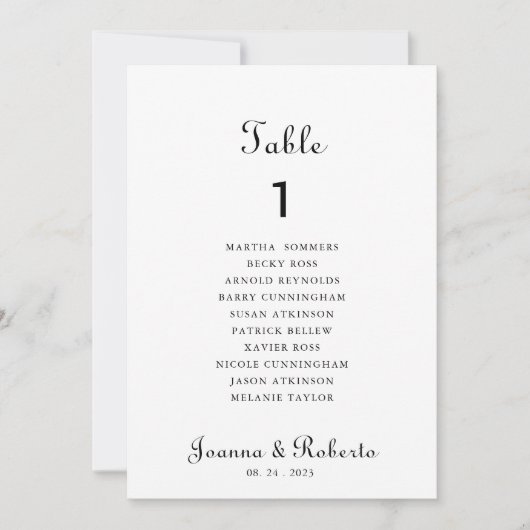 Minimalistisch Tafelnummer 1 Stoelenplattegrondes (Voorkant)