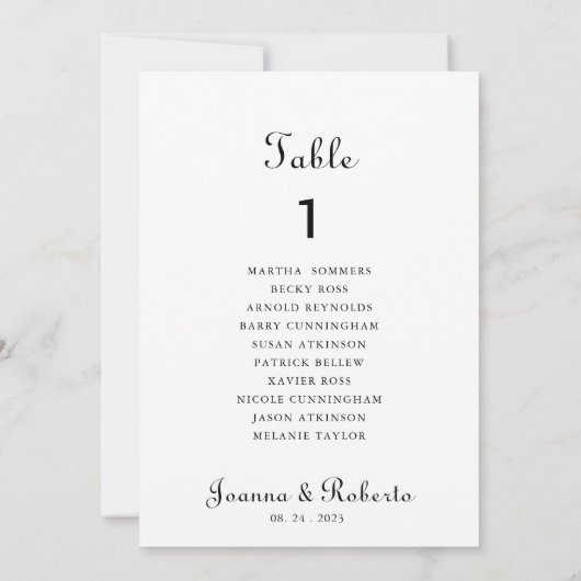 Minimalistisch Tafelnummer 1 Stoelenplattegrondes  (Achterkant)