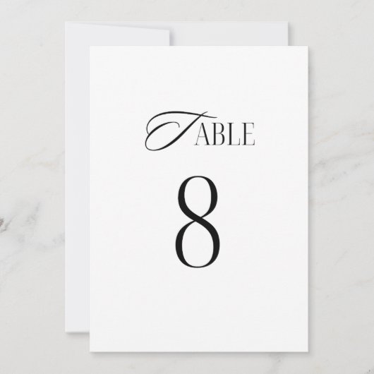 Minimalistisch Tafelnummer Bruiloft – Elegant Zwar (Voorkant)