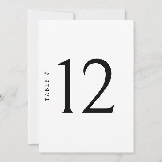Minimalistisch Tafelnummer Bruiloft Zitplaatskaart (Voorkant)