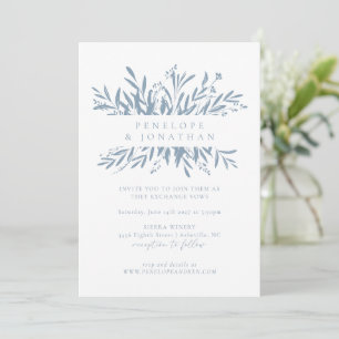 Minimalistisch tandvlees Blue Boho Botanical Weddi Kaart
