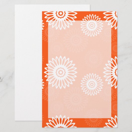 Minimalistisch tangerine sinaasappel daisy bloemen briefpapier (Voorkant / Achterkant)