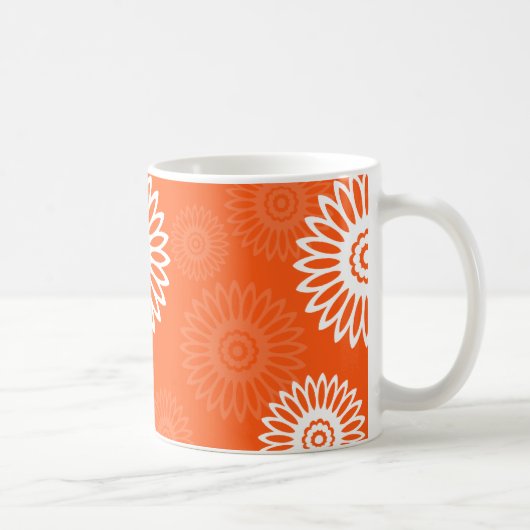 Minimalistisch tangerine sinaasappel daisy bloemen koffiemok (Rechts)