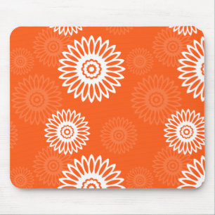 Minimalistisch tangerine sinaasappel daisy bloemen muismat