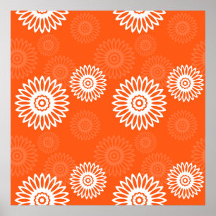 Minimalistisch tangerine sinaasappel daisy bloemen poster