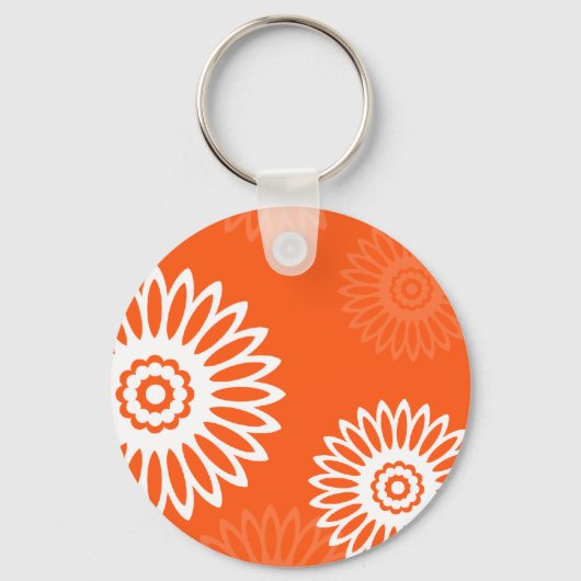 Minimalistisch tangerine sinaasappel daisy bloemen sleutelhanger (Voorkant)