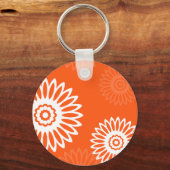 Minimalistisch tangerine sinaasappel daisy bloemen sleutelhanger (Voorkant)