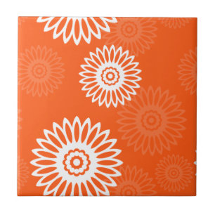 Minimalistisch tangerine sinaasappel daisy bloemen tegeltje