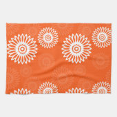 Minimalistisch tangerine sinaasappel daisy bloemen theedoek (Horizontaal)