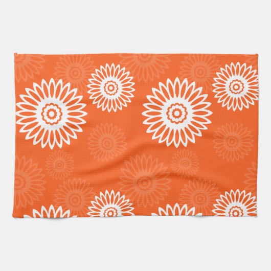 Minimalistisch tangerine sinaasappel daisy bloemen theedoek (Horizontaal)