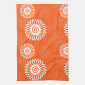 Minimalistisch tangerine sinaasappel daisy bloemen theedoek (Verticaal)