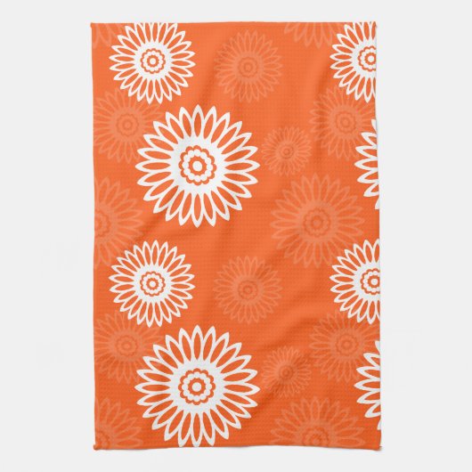 Minimalistisch tangerine sinaasappel daisy bloemen theedoek (Verticaal)