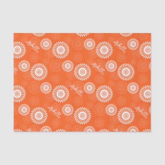 Minimalistisch tangerine sinaasappel daisy bloemen tissuepapier (Voorkant)