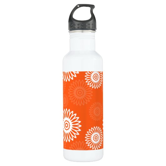Minimalistisch tangerine sinaasappel daisy bloemen waterfles (Voorkant)