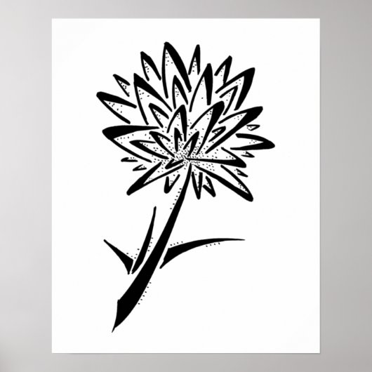 Minimalistisch Tattoo Poster Dandelion (Voorkant)