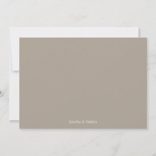 Minimalistisch Taupe Bruin Elegant Huwelijk Custom Bedankkaart (Voorkant)