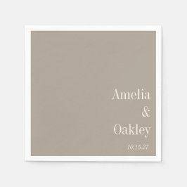 Minimalistisch Taupe Bruin Elegant Huwelijk Custom Servet
