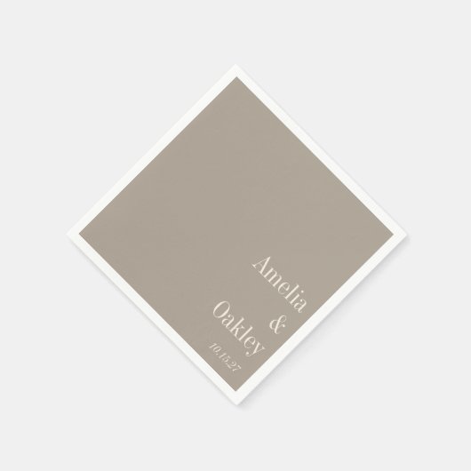 Minimalistisch Taupe Bruin Elegant Huwelijk Custom Servet (Hoek)