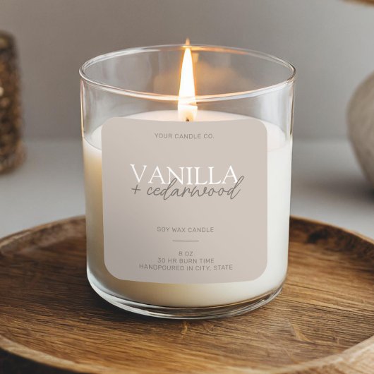 Minimalistisch Taupe Modern Candle Label
