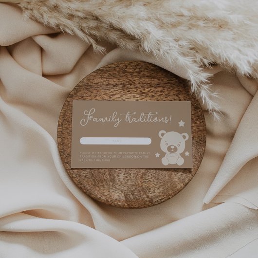 Minimalistisch Teddy Bear Family Tradition Baby sh Informatiekaartje