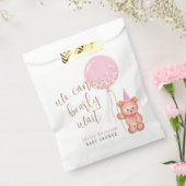 Minimalistisch Teddybeer roze ballon Baby shower Bedankzakje (Gezegeld)