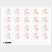 Minimalistisch Teddybeer roze ballon Baby shower Ronde Sticker (Vel)