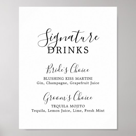 Minimalistisch teken voor Drink handtekeningen Poster (Voorkant)