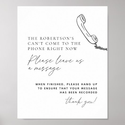 Minimalistisch Telefoonbericht Audio Gastenboek Si Poster (Voorkant)