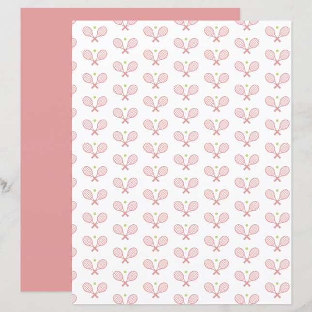 Minimalistisch Tennis Patroon Scrapbook Papier (Voorkant / Achterkant)