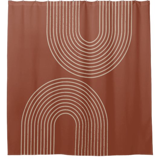 Minimalistisch Terra-Cotta  Douchegordijn (Voorkant)