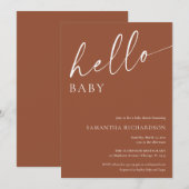 Minimalistisch terra cotta gender-neutraal baby sh kaart (Voorkant / Achterkant)