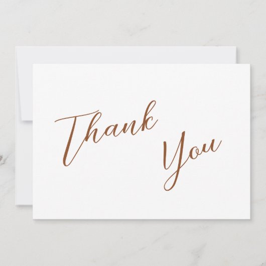 Minimalistisch Terra Cotta & Wit Eenvoudig Bruilof Bedankkaart (Voorkant)