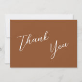 Minimalistisch Terra Cotta & Wit Eenvoudig Bruilof Bedankkaart (Voorkant)