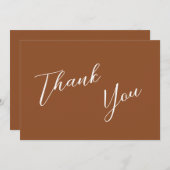 Minimalistisch Terra Cotta & Wit Eenvoudig Bruilof Bedankkaart (Voorkant / Achterkant)